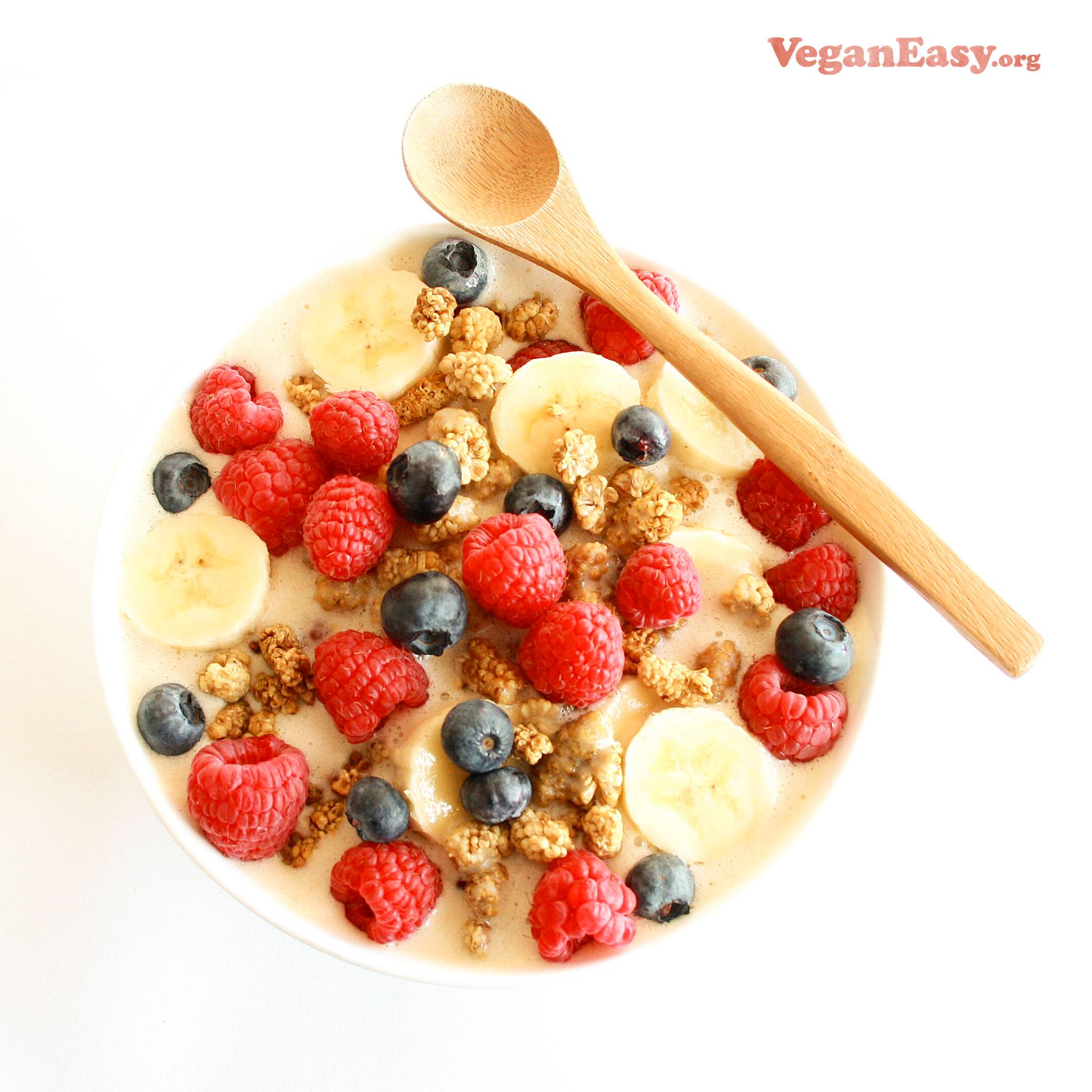 Mulberry Cereal With Banana Vanilla Milk! Vegan Easy